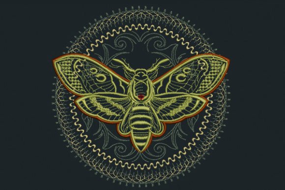 Moth Mandala Embroidery Design
