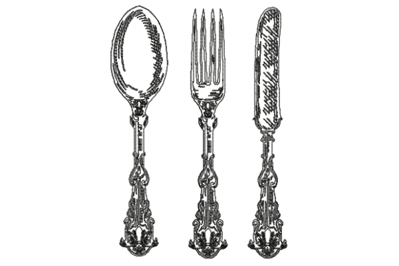 Spoon Fork Knife Embroidery Design
