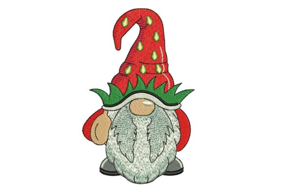 Strawberry Gnome Embroidery Design